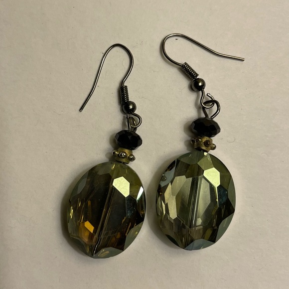 Vintage dangle earrings with faceted teardrop faux citrine stones! 🌿 - Picture 6 of 9
